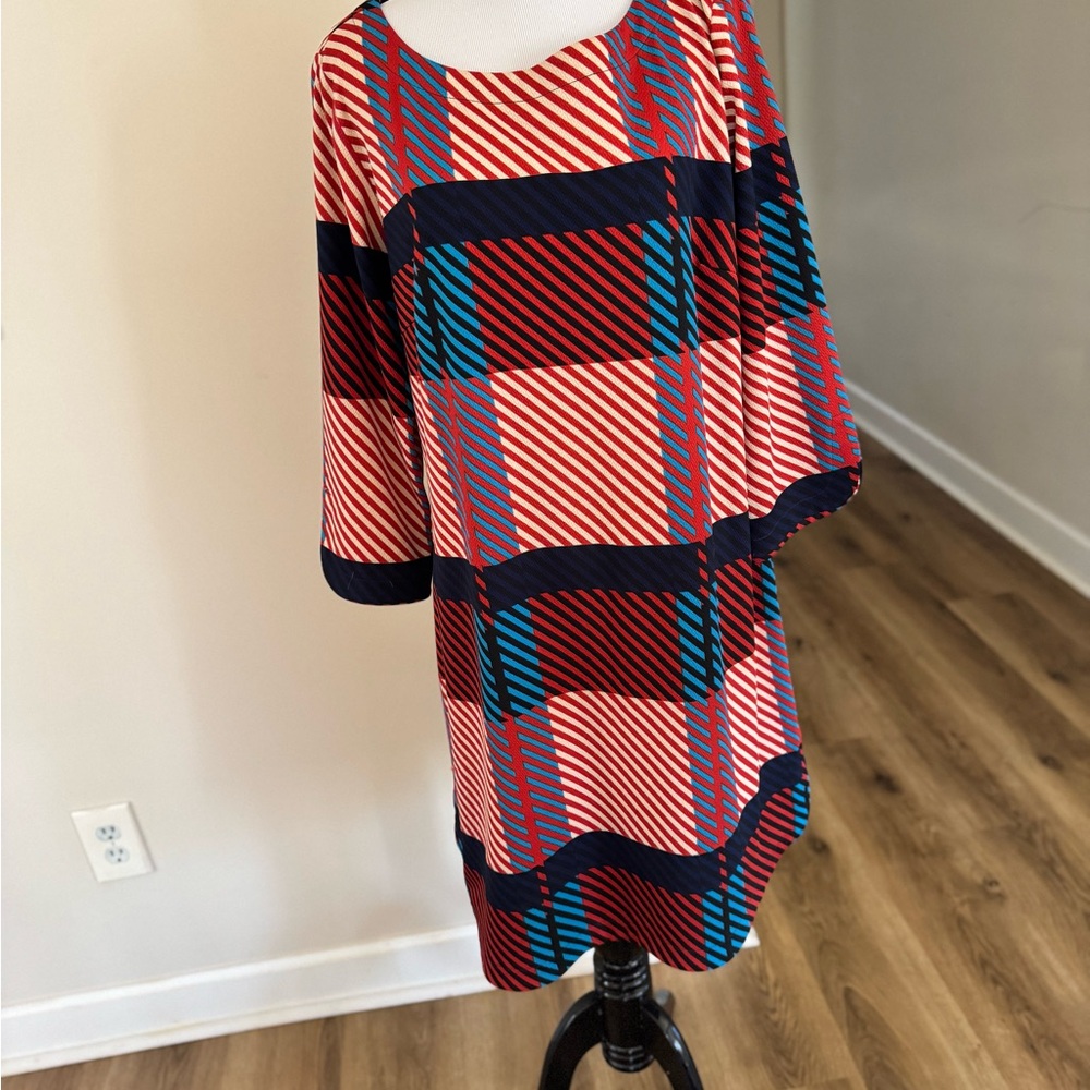 Uncle Frank Red and Blue Plaid Long Sleeve Dress